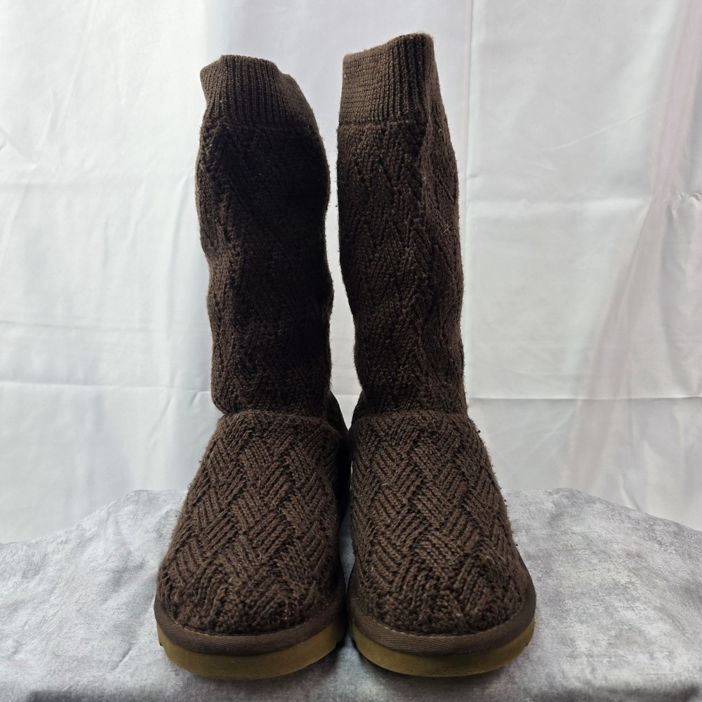 Ugg Australia Boots Women 6 Marquis Knit Shoes Brown Classic Crochet Pull On